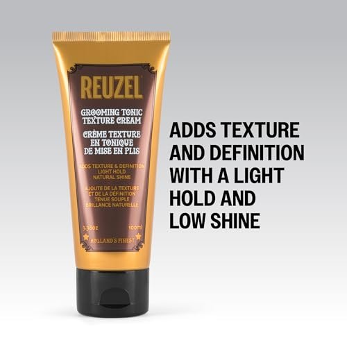 REUZEL Grooming Tonic Texture Cream – Light Hold, Natural Shine, Curl Definition & Heat Protection for All Hair Types (3.38 oz) Avelisse