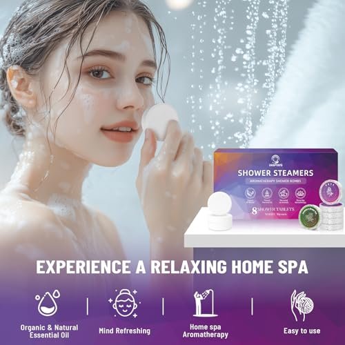 8-Pack Shower Steamers Aromatherapy Basket Set - Organic Essential Oils Shower Bombs for Relaxation & Self Care, Ideal Mother's Day Gifts for Mom, Teacher Appreciation Gifts for Women & Men - görsel 6