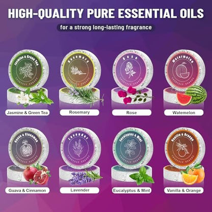 8-Pack Shower Steamers Aromatherapy Basket Set - Organic Essential Oils Shower Bombs for Relaxation & Self Care, Ideal Mother's Day Gifts for Mom, Teacher Appreciation Gifts for Women & Men