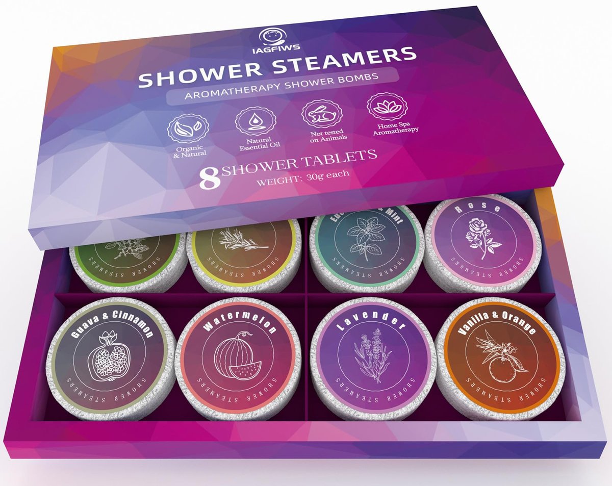 8-Pack Shower Steamers Aromatherapy Basket Set - Organic Essential Oils Shower Bombs for Relaxation & Self Care, Ideal Mother's Day Gifts for Mom, Teacher Appreciation Gifts for Women & Men - görsel 1