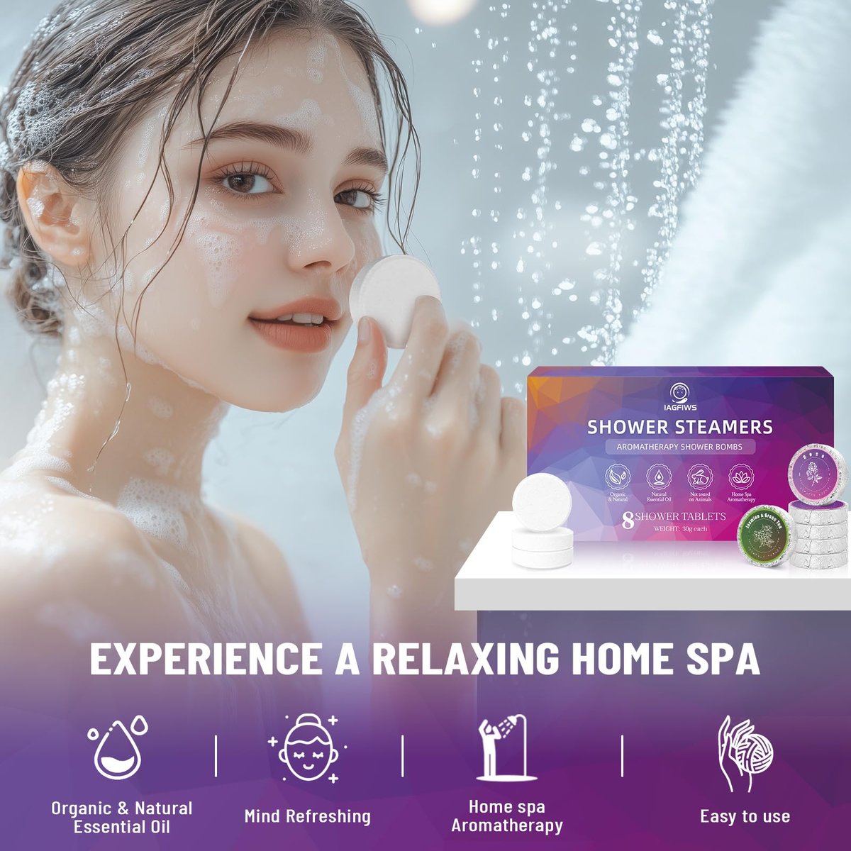 8-Pack Shower Steamers Aromatherapy Basket Set - Organic Essential Oils Shower Bombs for Relaxation & Self Care, Ideal Mother's Day Gifts for Mom, Teacher Appreciation Gifts for Women & Men - görsel 5