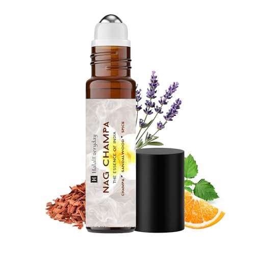 Nag Champa Perfume Oil Roll-On – 0.12 oz Alcohol-Free Fragrance Oil for Body & Pulse Points, Long-Lasting Travel Size Roller by Halal Everyday Avelisse