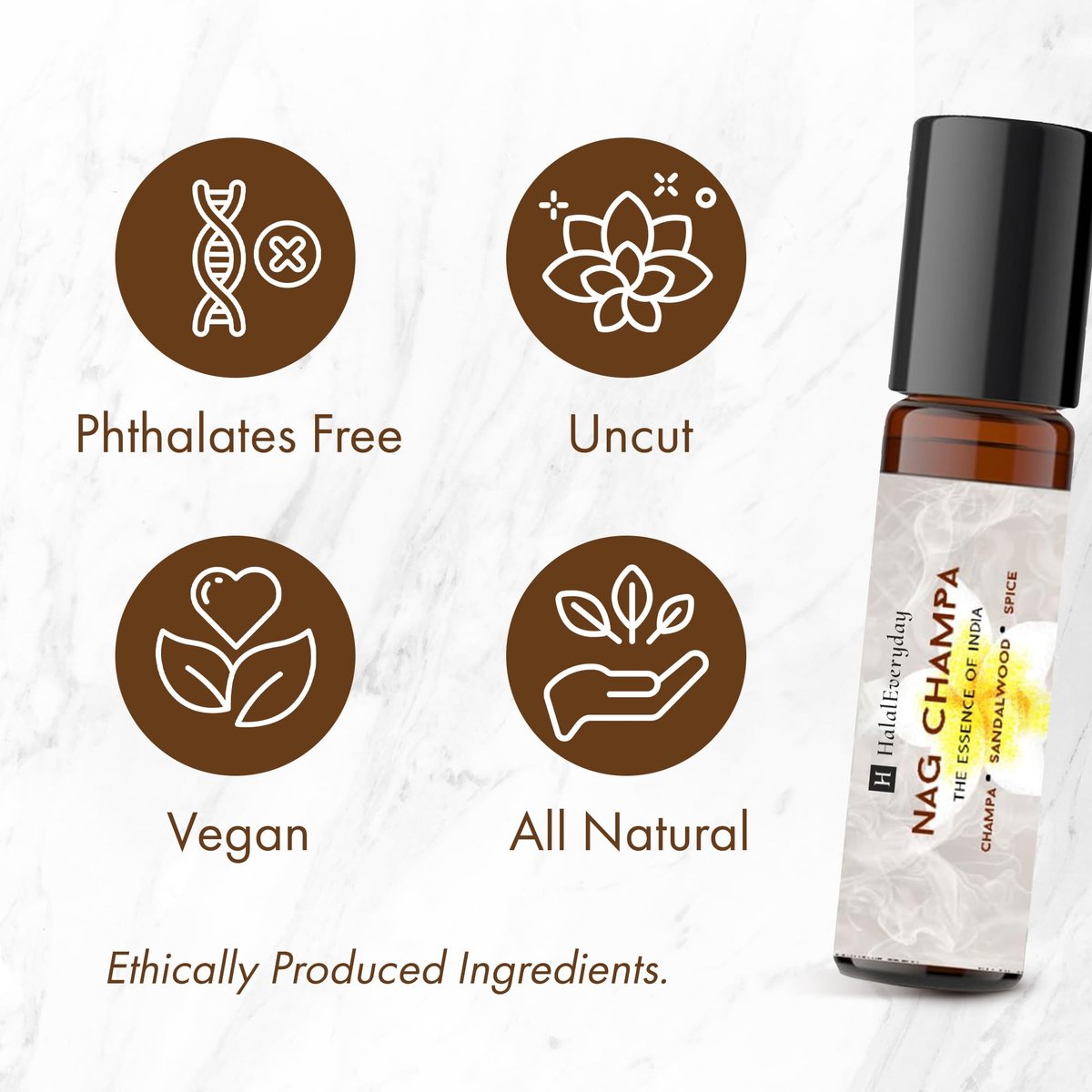Nag Champa Perfume Oil Roll-On – 0.12 oz Alcohol-Free Fragrance Oil for Body & Pulse Points, Long-Lasting Travel Size Roller by Halal Everyday Avelisse