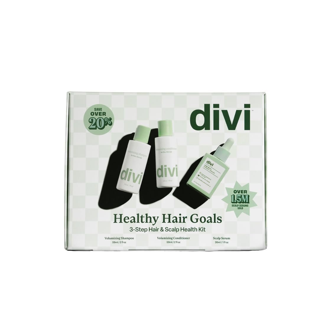 Divi Healthy Hair Goals Bundle: Scalp Health Serum, Volumizing Shampoo & Conditioner Set Avelisse