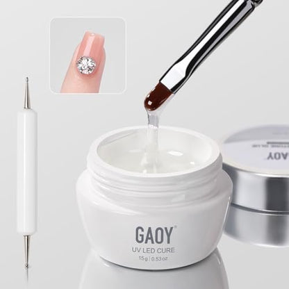 GAOY Rhinestone Glue for Nails – 15ml UV Gem Glue with Nail Art Brushes for Charms, Diamonds, Jewels & Decorations
