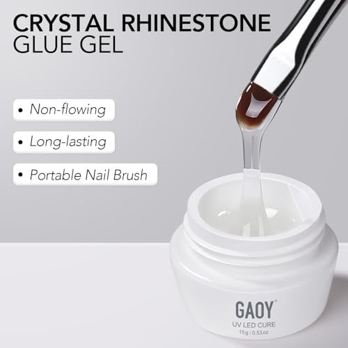 GAOY Rhinestone Glue for Nails – 15ml UV Gem Glue with Nail Art Brushes for Charms, Diamonds, Jewels & Decorations - görsel 4