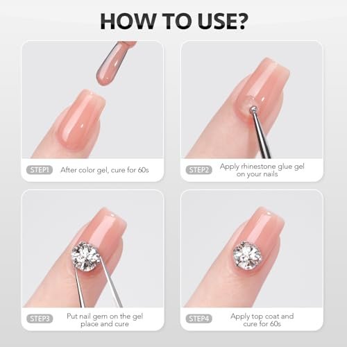 GAOY Rhinestone Glue for Nails – 15ml UV Gem Glue with Nail Art Brushes for Charms, Diamonds, Jewels & Decorations - görsel 12