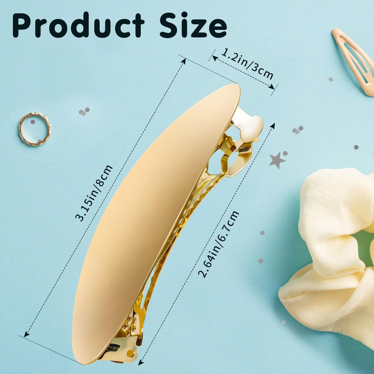 3-Inch Oval Vintage Metal Hair Clip – Gold Barrette for Long Thick Hair, Prom & Formal Events - görsel 4