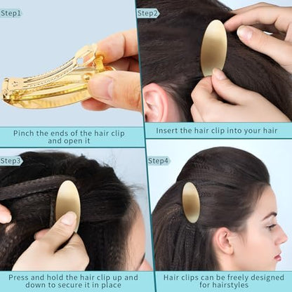 3-Inch Oval Vintage Metal Hair Clip – Gold Barrette for Long Thick Hair, Prom & Formal Events