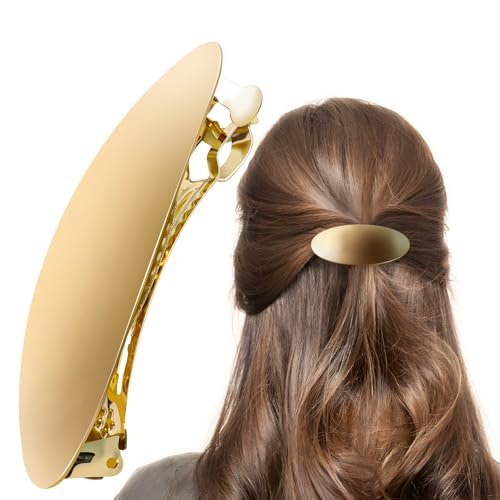 3-Inch Oval Vintage Metal Hair Clip – Gold Barrette for Long Thick Hair, Prom & Formal Events - görsel 1