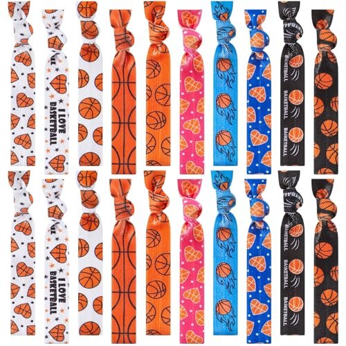 Hanaive 20 Pcs Basketball Hair Ties - No Crease Elastic Ponytail Holders for Girls, Women, Players, and Coaches (10 Styles) Avelisse