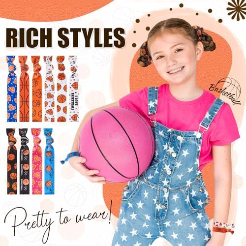 Hanaive 20 Pcs Basketball Hair Ties - No Crease Elastic Ponytail Holders for Girls, Women, Players, and Coaches (10 Styles) Avelisse