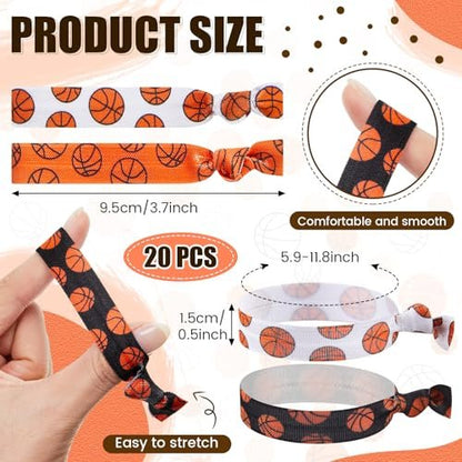 Hanaive 20 Pcs Basketball Hair Ties - No Crease Elastic Ponytail Holders for Girls, Women, Players, and Coaches (10 Styles) Avelisse