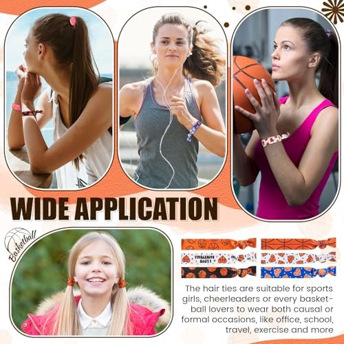 Hanaive 20 Pcs Basketball Hair Ties - No Crease Elastic Ponytail Holders for Girls, Women, Players, and Coaches (10 Styles) Avelisse