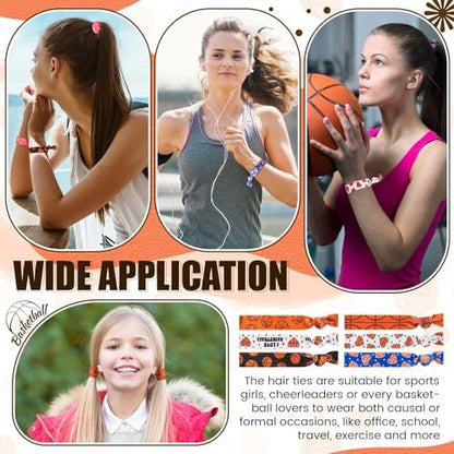 Hanaive 20 Pcs Basketball Hair Ties - No Crease Elastic Ponytail Holders for Girls, Women, Players, and Coaches (10 Styles) Avelisse