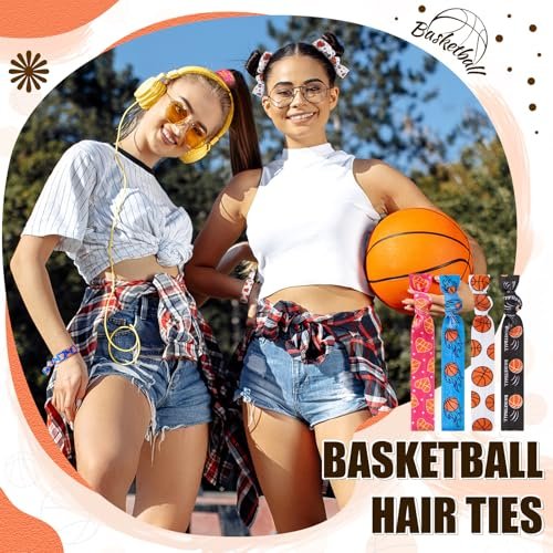 Hanaive 20 Pcs Basketball Hair Ties - No Crease Elastic Ponytail Holders for Girls, Women, Players, and Coaches (10 Styles) Avelisse