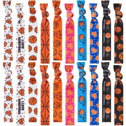 Hanaive 20 Pcs Basketball Hair Ties - No Crease Elastic Ponytail Holders for Girls, Women, Players, and Coaches (10 Styles) Avelisse
