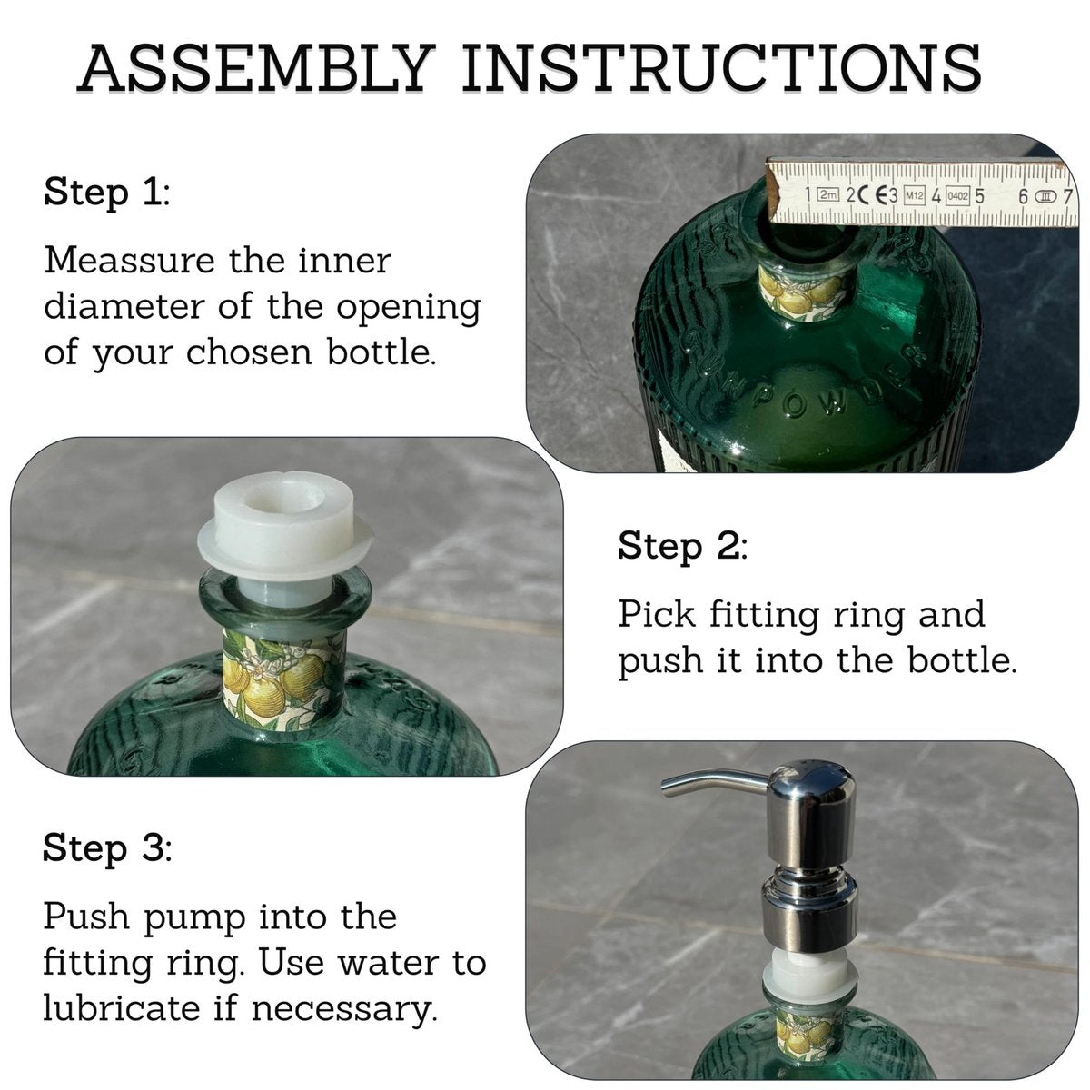 ALTGLAS Upcycling Kit for Soap Dispensers Pumps - Silicone Stoppers for 0.7-0.9 Inch Bottle Openings (3 Sizes, Pump Not Included) - görsel 7