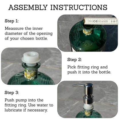 ALTGLAS Upcycling Kit for Soap Dispensers Pumps - Silicone Stoppers for 0.7-0.9 Inch Bottle Openings (3 Sizes, Pump Not Included)