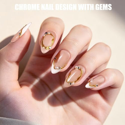 Teenitor Acrylic Nail Kit with Chrome Powder, Almond Tips, Art Brushes, Charms, 3D Gel, Tools, Stand - Complete Beginner Set