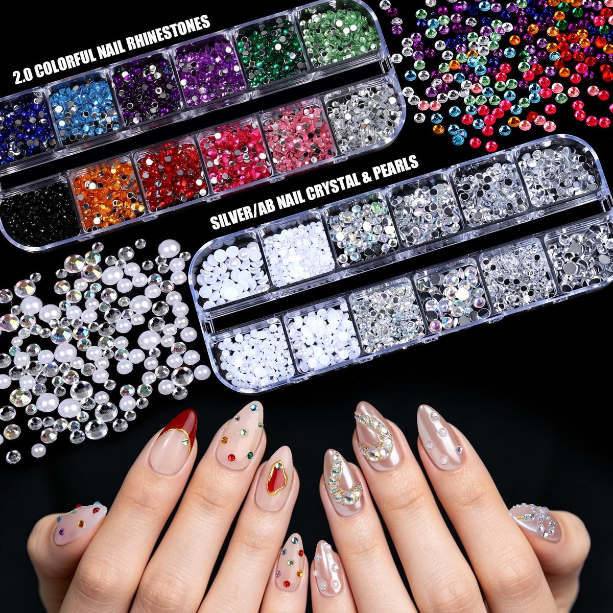 Teenitor Acrylic Nail Kit with Chrome Powder, Almond Tips, Art Brushes, Charms, 3D Gel, Tools, Stand - Complete Beginner Set - görsel 10