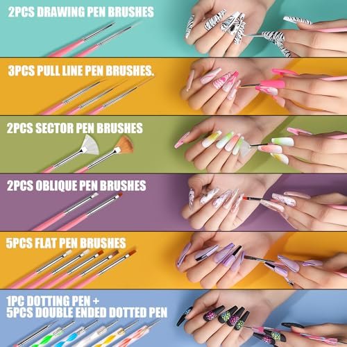 Teenitor Acrylic Nail Kit with Chrome Powder, Almond Tips, Art Brushes, Charms, 3D Gel, Tools, Stand - Complete Beginner Set - görsel 7