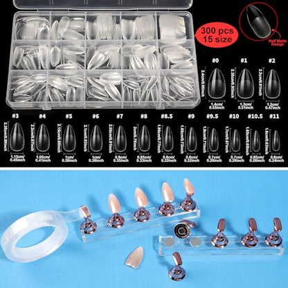 Teenitor Acrylic Nail Kit with Chrome Powder, Almond Tips, Art Brushes, Charms, 3D Gel, Tools, Stand - Complete Beginner Set