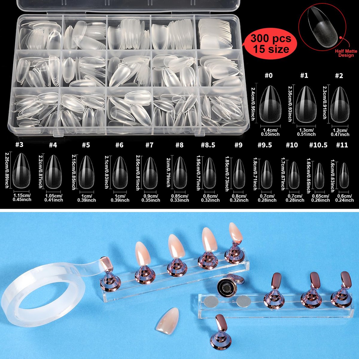 Teenitor Acrylic Nail Kit with Chrome Powder, Almond Tips, Art Brushes, Charms, 3D Gel, Tools, Stand - Complete Beginner Set - görsel 4
