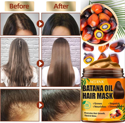 Batana Oil Hair Growth Serum & Keratin Treatment Mask - 40 Capsules Leave-in Anti-Frizz Conditioner for Damaged Hair