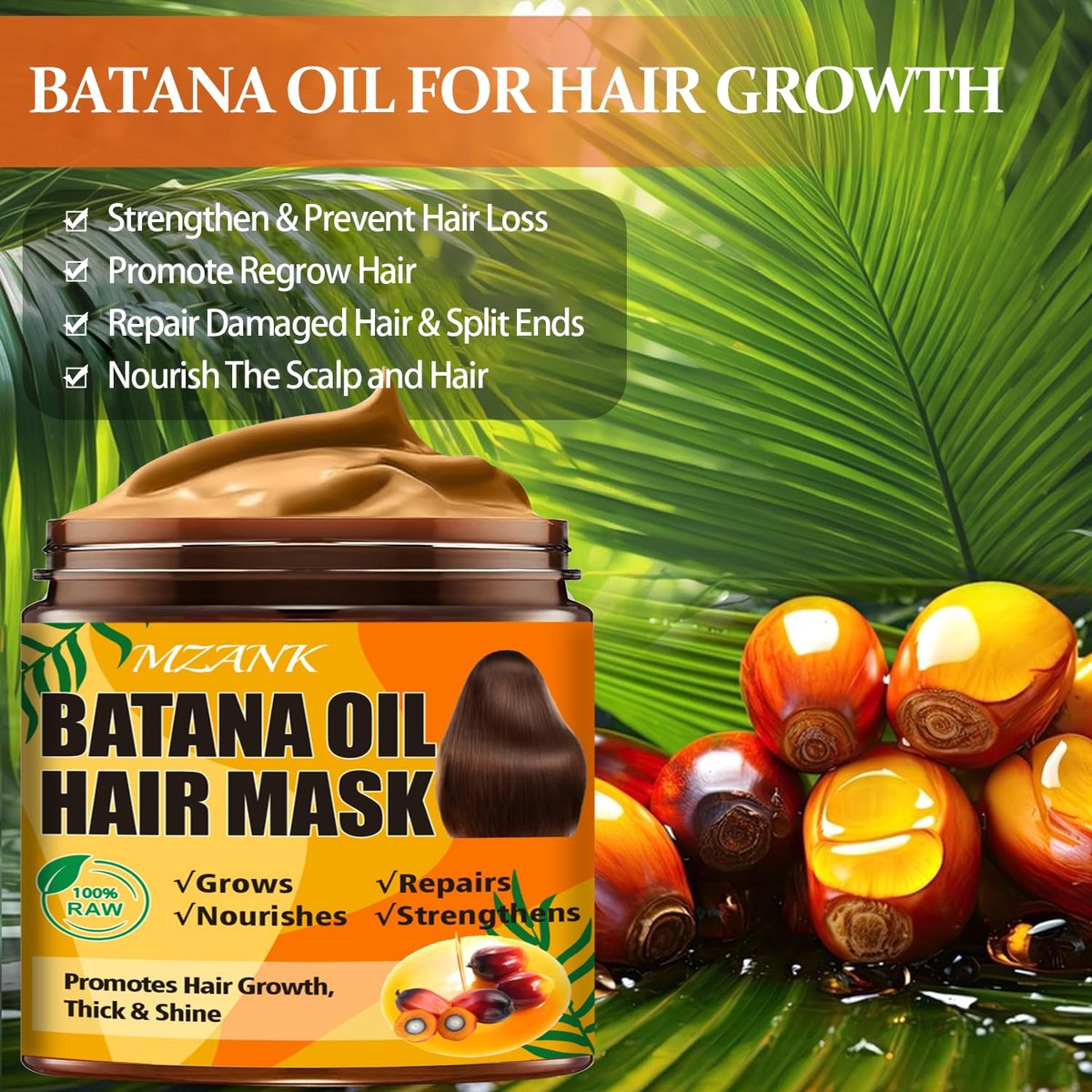 Batana Oil Hair Growth Serum & Keratin Treatment Mask - 40 Capsules Leave-in Anti-Frizz Conditioner for Damaged Hair - görsel 10