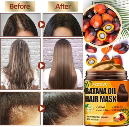 Batana Oil Hair Growth Serum & Keratin Treatment Mask - 40 Capsules Leave-in Anti-Frizz Conditioner for Damaged Hair