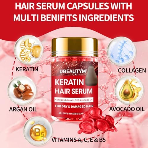 Batana Oil Hair Growth Serum & Keratin Treatment Mask - 40 Capsules Leave-in Anti-Frizz Conditioner for Damaged Hair - görsel 11