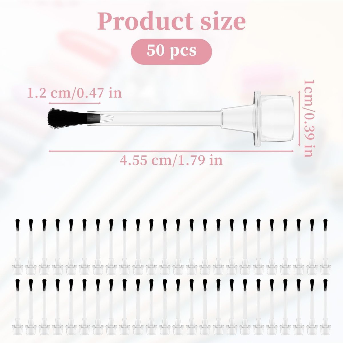 50-Piece Disposable Nail Polish Brush Set – Nail Art Replacement Brushes with Handles, Soft Bristles for Dip Powder, Acrylic & Gel Avelisse