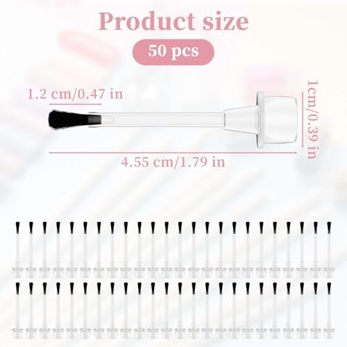 50-Piece Disposable Nail Polish Brush Set – Nail Art Replacement Brushes with Handles, Soft Bristles for Dip Powder, Acrylic & Gel Avelisse