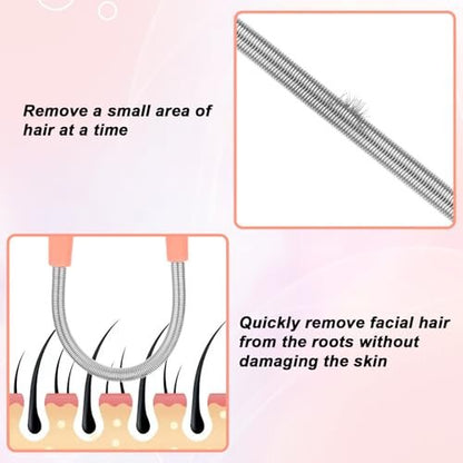 Molain 6 Pieces Facial Hair Remover Spring - Portable Eyebrow Face Epilator Coil for Women - Gentle Hair Removal for Chin, Cheek, Mustache & Upper Lip