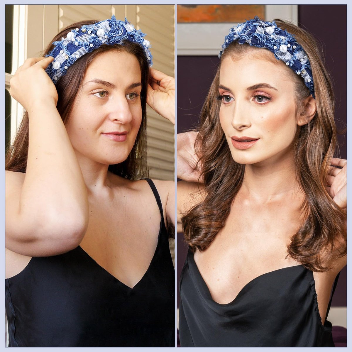 PACKOVE Knotted Denim Headband with Pearl Embellishment - Fashion Hair Accessory for Women - görsel 17