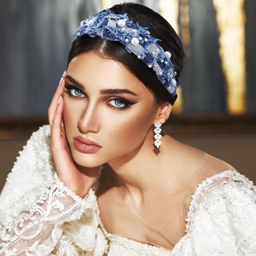 PACKOVE Knotted Denim Headband with Pearl Embellishment - Fashion Hair Accessory for Women - görsel 16