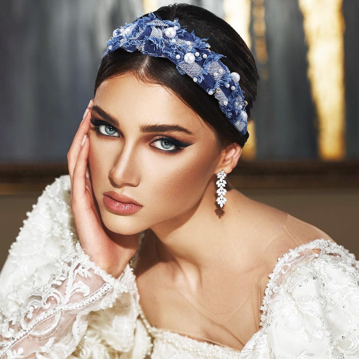 PACKOVE Knotted Denim Headband with Pearl Embellishment - Fashion Hair Accessory for Women - görsel 15