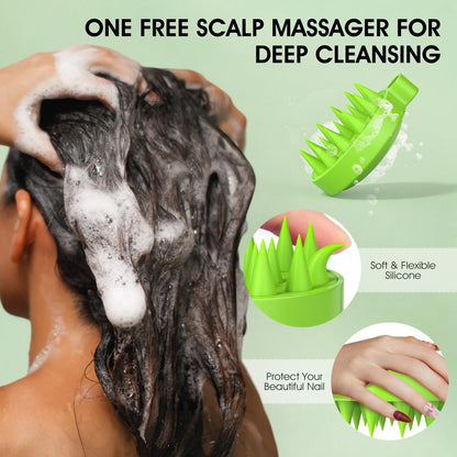 VOERUY Scalp Scrub with Tea Tree & Mint Oil – 2-in-1 Exfoliating Scalp Treatment for Clarifying & Removing Build-up, Includes Silicone Scalp Massager, 10.6 oz (300g)