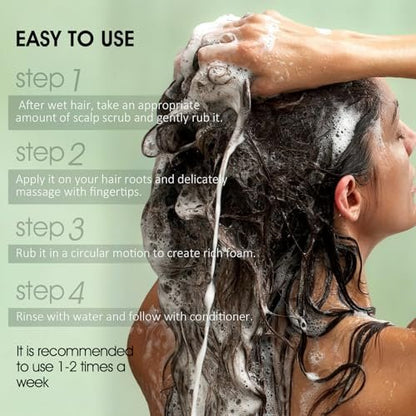 VOERUY Scalp Scrub with Tea Tree & Mint Oil – 2-in-1 Exfoliating Scalp Treatment for Clarifying & Removing Build-up, Includes Silicone Scalp Massager, 10.6 oz (300g)