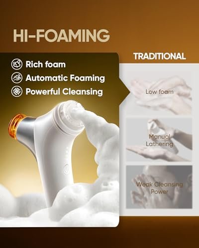 KINGDO 2-in-1 Face Scrubber & Makeup Remover Device - Smart Automatic Foaming Facial Cleansing Brush for Deep Cleansing, Exfoliating, and Makeup Removal - görsel 12