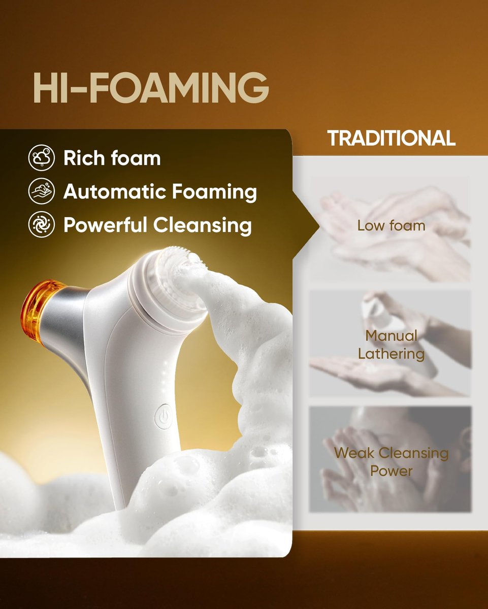 KINGDO 2-in-1 Face Scrubber & Makeup Remover Device - Smart Automatic Foaming Facial Cleansing Brush for Deep Cleansing, Exfoliating, and Makeup Removal - görsel 11