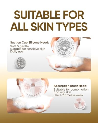 KINGDO 2-in-1 Face Scrubber & Makeup Remover Device - Smart Automatic Foaming Facial Cleansing Brush for Deep Cleansing, Exfoliating, and Makeup Removal