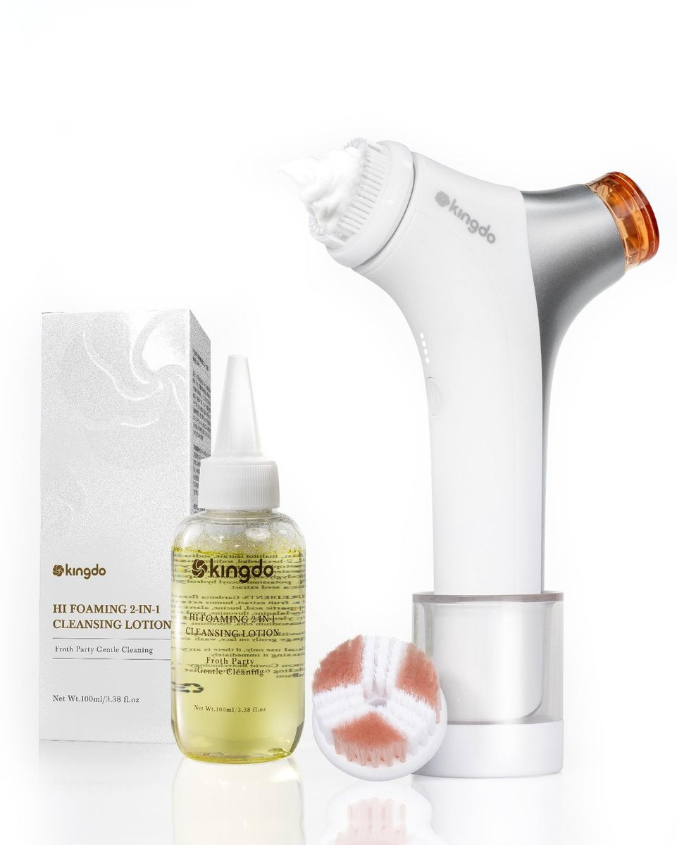 KINGDO 2-in-1 Face Scrubber & Makeup Remover Device - Smart Automatic Foaming Facial Cleansing Brush for Deep Cleansing, Exfoliating, and Makeup Removal - görsel 1