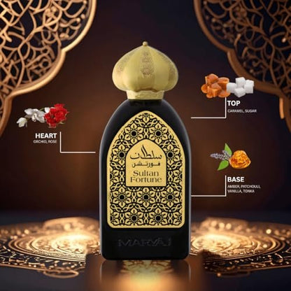 Maryaj Sultan - Fortune Long Lasting Eau de Parfum for Men and Women - Rose & Patchouli Fragrance - 3.4 oz