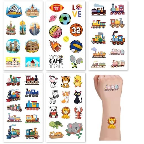 Sun Awesome 20 Sheets Cute Temporary Tattoos for Kids - Fun Pattern Stickers for Children, Toddlers, Boys & Girls - görsel 8