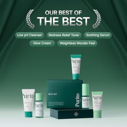PURITO SEOUL Best Kit - K-Beauty Skincare Routine with Panthenol Cleanser & Cream, Unscented Centella Serum & Toner, Gift Set for All Skin Types, 3.52 fl. oz. Avelisse