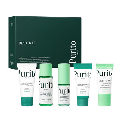 PURITO SEOUL Best Kit - K-Beauty Skincare Routine with Panthenol Cleanser & Cream, Unscented Centella Serum & Toner, Gift Set for All Skin Types, 3.52 fl. oz. Avelisse
