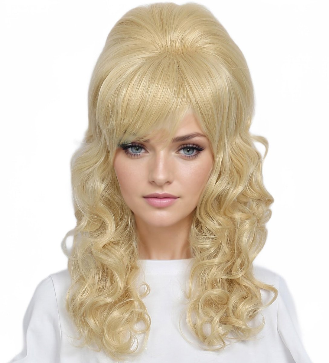 Linfairy Long Wavy Blonde Mixed Wig – Big Bouffant Beehive for 50s & 80s Costume Avelisse