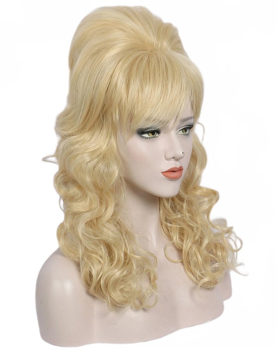 Linfairy Long Wavy Blonde Mixed Wig – Big Bouffant Beehive for 50s & 80s Costume Avelisse